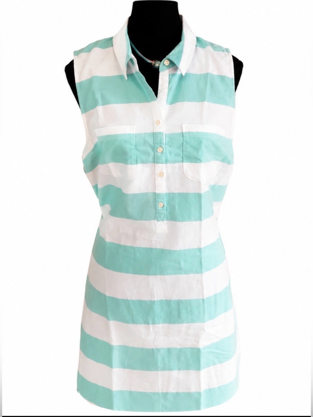 Old Navy Striped Sleeveless Polo Golf Dress Mint White Large